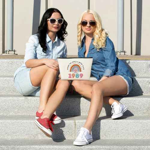 VICBOU 35th Birthday Gifts for Women Mom, Inspirational Birthday Gifts for 35 Year Old Woman Funny Rainbow Makeup Bag Mothers Day Christmas Cosmetic Bag for Female Her Wife Mama Friends Aunt Mommy