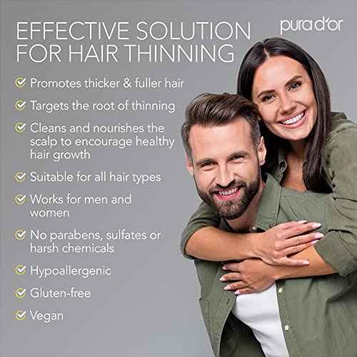 PURA D'OR 8 Oz Original Gold Label Anti-Thinning Biotin Shampoo Natural Earthy Scent, CLINICALLY TESTED Effective Results, Herbal Blend Hair Thickening Products, Women & Men, Color Treated Hair