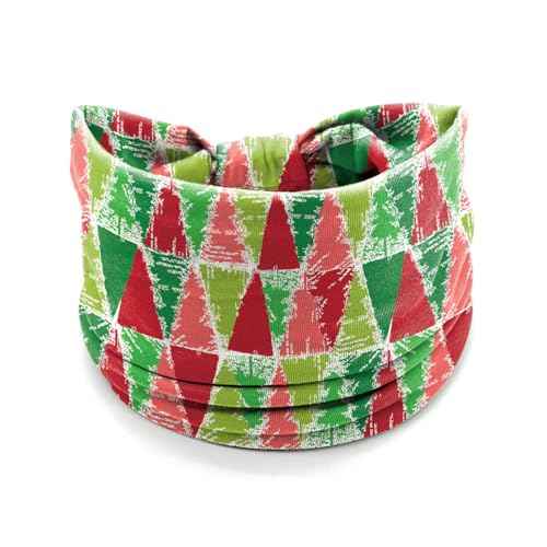 4Pcs Christmas Headbands for Women - Xmas Tree Holiday Hair Bands, Red Green Bow Festive Present Hair Accessories