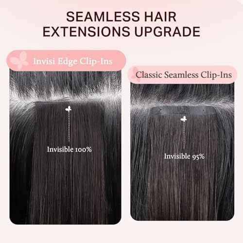 DOORES Clip in Hair Extensions Set 16 Inch 130g, 4pcs Invisi Edge Clip ins and 3pcs Classic Seamless Clip ins, Injected Virgin Real Human Hair Extensions Natural Invisible Straight, #2