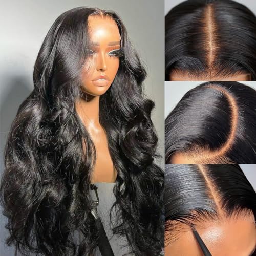 Body Wave Glueless Wig Human Hair Pre Plucked Pre Cut Glueless Lace Front Wig Ready to Wear 6x4 Body Wave Closure Wig Human Hair 180% Density Body Wave Pre Plucked Wig Natural Hairline 18 Inch