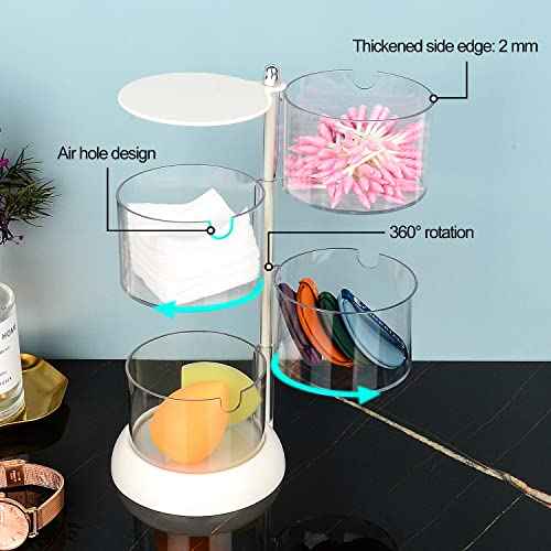 JessLab 4 Layer Clear Jewelry Organizer, 360¡Æ Rotatable Acrylic Hair Accessory Organizer, Hair Clip and Tie, Earring Storage for Bathroom Vanity Countertop
