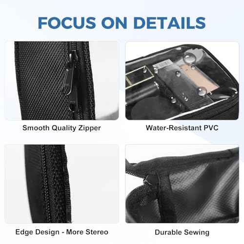 Moyad TSA Approved Clear Toiletry Bag, 2 Pack Quart Size 3-1-1 Liquids Pouch for Travel, Transparent Makeup & Cosmetic Organizer for Women Men, Black