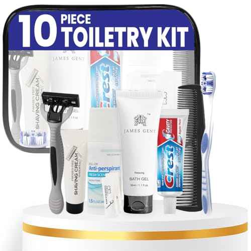 Trektote Travel Toiletry Kit For Men And Women ? 10 Piece Set of Travel Size Toiletries, TSA Compliant, Includes Body Wash, Deodorant, Shaving Cream And Razor, Oral Care, Reusable Toiletry Bag & More