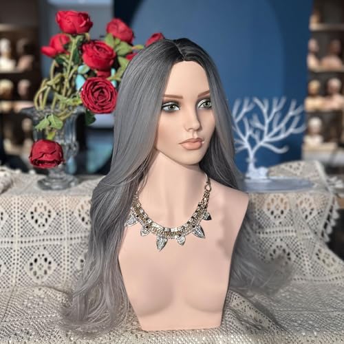 Realistic Female Mannequin Head with Shoulders for Wigs Earrings Hats Display,Glam Half Body Mannequin Head Wig Head Stand JF-DP496-YH1