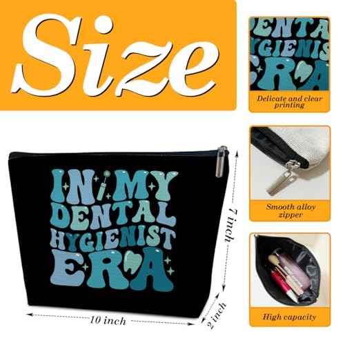 Dental Assistant Gifts Makeup Bag, In My Dental Hygienist Era Cosmetic Bag for Purse, Hygienist Graduation Gifts for Women Coworkers Graduate, Student Must Haves Organizer Pouch