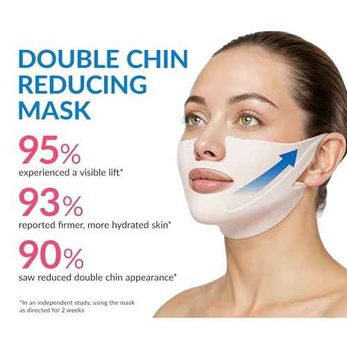 Stylia MaxiLift V-Line Lifting Collagen Face Mask - Advanced Double Chin Reducer - Jawline Shaper - Neck Firming and Tightening Mask with Hyaluronic Acid & Aloe Vera - Chin Strap for Sleeping (10PC)