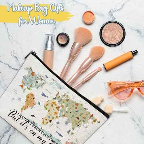 Travel Gifts for Women - Travel Makeup Bag, Traveler Gifts Accessories, Travel Must Have Essentials, I Haven't Been Everywhere But It's on My List Cosmetic Bag for Birthday Christmas Gift