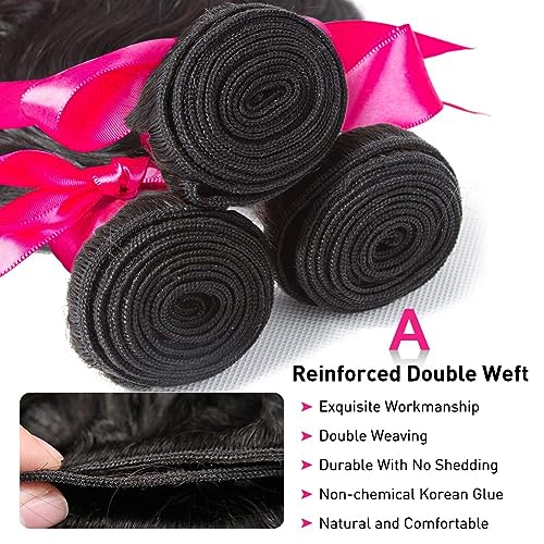 12A Human Hair Bundles Body Wave 3 Bundles Human Hair 16 18 20 Inch 100% Unprocessed Brazilian Virgin Hair Bundles Deals Human Hair Weave Body Wave Human Hair Extensions Natural Color