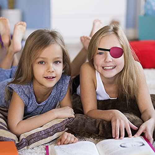 Geyoga 16 Pcs Medical Eye Patches Adjustable Colorful Halloween Pirate Costume Pink Soft Silk Amblyopia Left Right Single Lazy Eye Patches Mask Cover Black for Adults Women Kids Girls Men
