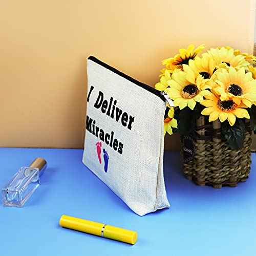 Mikela Midwife Gift Makeup Bag for Women Nurse Appreciation Doula OBGYN Doctor Cosmetic Thanksgiving Day Christmas Graduation Maternity Obstetrician Gynecologist Pouch