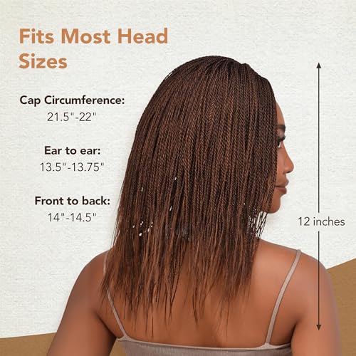 Twisted Wigs, 12-Inch Micro Million Twist Braided Wig - Light, Soft Braid Wigs for Black Women with Glueless Front Lace Closure - No Tangle Synthetic Braids- Color 30/33 Mixed