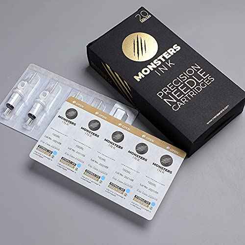 Monsters Ink Tattoo Needles 3rl Tattoo Needles Cartridge for Tattoo Gun, Tattoo Pen & Tattoo Machine. Tattoo Cartridge Needles 3 Round Liner 0.25mm #8