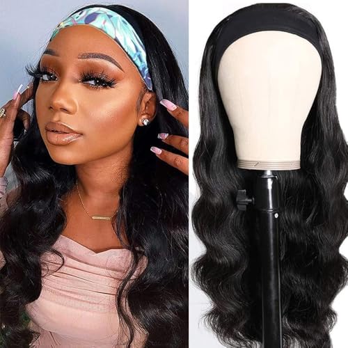 Sungirl Headband Wig Human Hair Body Wave Headband Wigs for Black Women 20 Inch None Lace Front Wig Wear and Go Glueless Wigs Machine Made Brazilian Virgin Natural Color