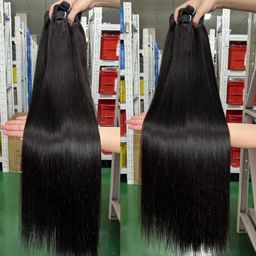 VIPbeauty Raw Straight Human Hair Bundles One Straight Bundles 14A Unprocessed Raw Bundles Human Hair Extension Real Human Hair Natural Color Double Weft Extensions Bundle 34 Inch