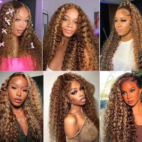 P427 Highlight Blonde Bundles Human Hair Brown Water Wave 3 Bundles 16 16 16 Inch Unprocessed Brazilian Virgin Remy Honey Blonde Water Wave Bundle Human Hair Extensions