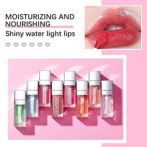 GECOMO Hydrating Lip Glow Oil, Moisturizing Lip Glow Oil, Nourishing Glossy Transparent Lip Oil, Plumping Lip Oil, Lip Balm, Non-sticky Tinted Toot Lip Balm for Lip Care (CLEAR) 0.2 OZ