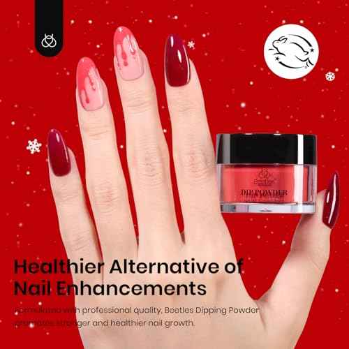 Beetles Christmas Dip Powder Nail Kit 6 Colors Red Glitter Dipping Powder No Need Nail Lamp Cured Manicure DIY Salon Gift for Girls Women