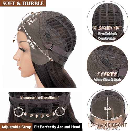 Joedir 26" Big Curly Wavy Supreme Free Parting HD Lace Frontal Wigs With Baby Hair High Temperature Synthetic Wigs For Women(Ombre Brown Highlights Color)