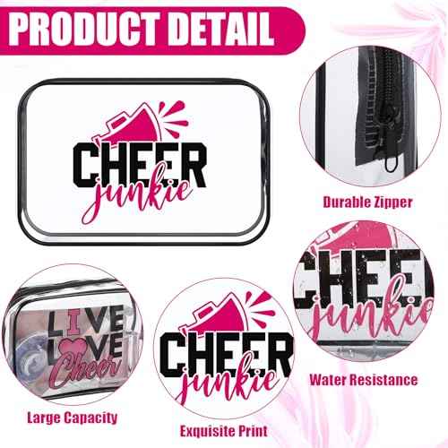 Abbylike 24 Pcs Cheer Gifts Cosmetic Bag 7 x 4.7 x 2.4'' Makeup Bag Cosmetic Toiletry Zipper Pouch Clear Zipper Case for Cheerleaders Women(Cheerleaders)
