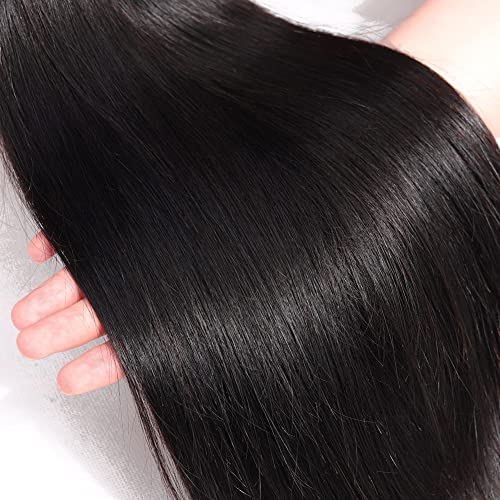 Subella Brazilian Straight Hair 3 Bundles Grade 10A Virgin Unprocessed Brazilian Straight Human Hair Weave Bundles Natural Black Color (16 18 20inch)