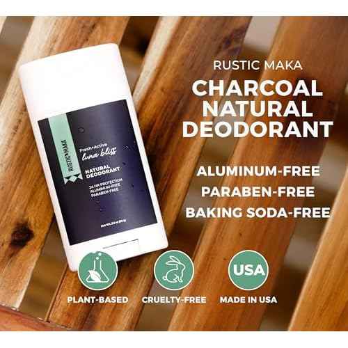 Rustic MAKA Natural Deodorant, Luna Bliss, Aluminum Free, Paraben Free, Baking Soda Free, Deodorant for Women, Activated Charcoal + Magnesium, Cruelty-Free, 3-Pack