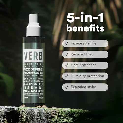 VERB Frizz Defense Smoothing Spray ? Anti-Frizz Shield + Heat Protection for Sleek Blowouts ? No Parabens, Gluten, or Harmful Sulfates ? All Hair Types