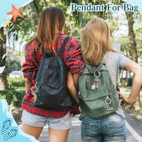 Landical 6 Sets Florida Souvenir Gifts Include 6 Pcs Florida Cosmetic Bag and 6 Pcs Metal Keychain for Women Traveler Christmas Party Gifts