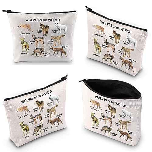 XYANFA Wolves of The World Wolf Makeup Bag Gift for Wolf Lovers Wildlife Animal Wolf Themed Gift Wolf Birthday Cosmetic Bag Zipper Pouch (WOLVES OF THE WORLD)