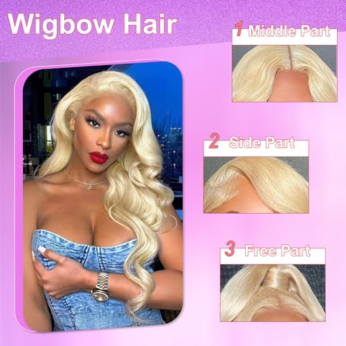 613 13x6 Lace Front Wigs Body Wave Human Hair Blonde 613 Body Wave 13X6 HD Lace Front Wigs Pre Plucked Lace Frontal Wig Loose Wave Glueless Wig Human Hair Business Daily Wear Wig for Women 20 Inch