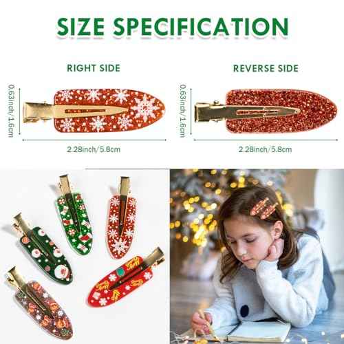 Christmas Hair Clip - 5 Pairs Cute Snowflake Christmas Tree Hair Barrettes Santa Claus Hairpin for Christmas Festive Hair Accessory
