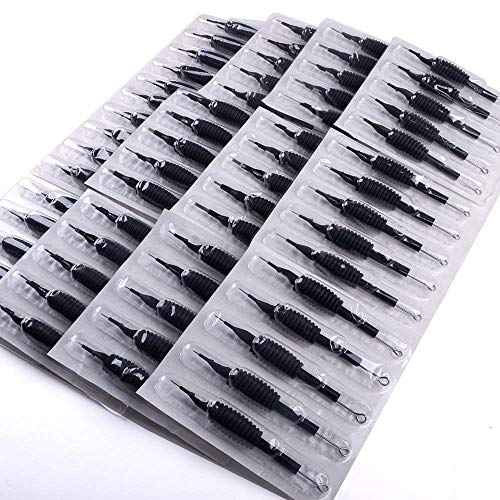Pirate Face Tattoo (100) Count of Assorted Tattoo Needles with Matching 1/2" Rubber Tubes Combo by Pirate Face Tattoo