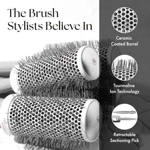 Olivia Garden Ceramic + Ion Speed XL - Extra-Long Round Thermal Hair Brush - Not Electrical - Professional Blowout Brush for Normal to Thick Hair