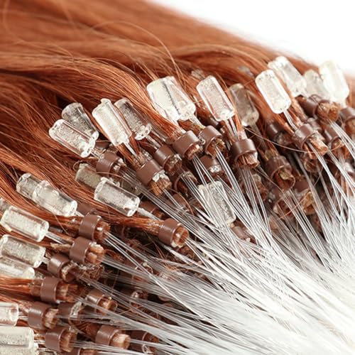 Micro Loop Hair Extensions 30# Auburn Straight Human Hair Bulk (50 Strands,1g/Strands) Micro Link Human Hair Extension for Women 24 Inches (60cm)