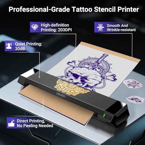 ORGBRO Tattoo Stencil Printer, X8 Thermal Tattoo Transfer Printer with 30pcs Transfer Paper, A4/A5/A6 3-in-1 Wireless Tattoo Machine for Tattoo Artists & Beginners, Compatible with Phone/Tablet/PC