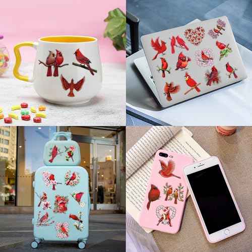 96 PCS Red Cardinal Bird Pre-cut Temporary Tattoos Stickers Spring Flower Themed Party Supplies Birthday Decorations Favors Cute Fake Tattoo Gifts for Kids Girls Boys Decor School Reward Christmas