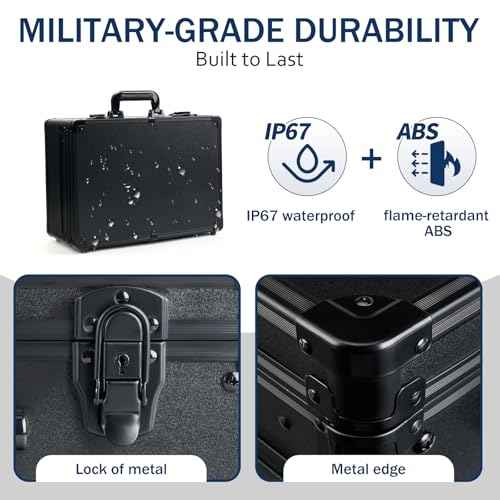 MoyRetty Professional Barber Case, Barber Suitcase 6 Clipper Slots & 8 Shear Holders, 17.13" Portable Aluminum Organizer for Hair Stylists & Pet Groomers-Black