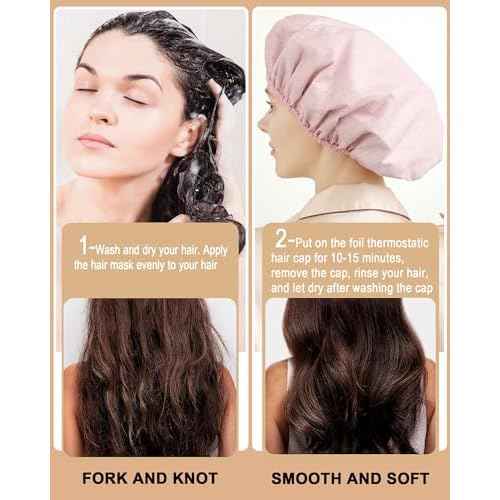 YIZIJIZI 2 Pieces Heat Cap for Deep Conditioning, Conditioning Cap Made of Aluminum Foil for Home and Salon Use, Hair Dyeing£¨pink£©