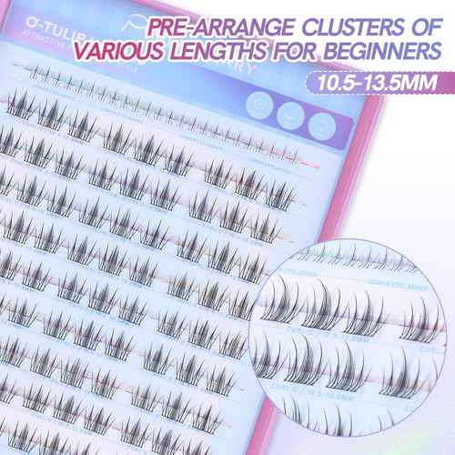 Mlen Diary Lash Clusters Natural with Remover, 114 Pcs Wispy DIY Eyelash Extensions Kit, Handmade Lightweight Compact Design,Gift for Beauty Lovers, C Curl