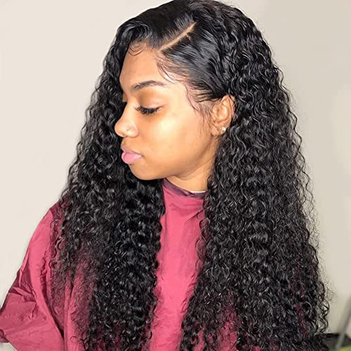 HD 200% Density Natural Black Deep Wave Wigs Human Hair Real Full Large Lace Space 13X6 Natural Black Deep Wave Wigs Human Hair Pre Plucked For Black Women