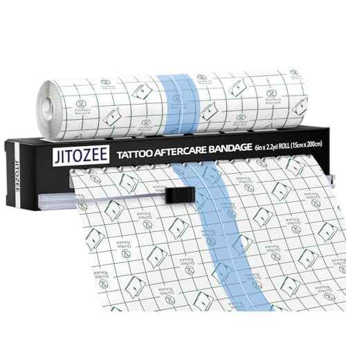 Tattoo Aftercare Bandage (6'' x 2.2yd with Sliding Knife) - Second Skin Tattoo Cover up Tape - Adhesive Tattoo Wraps Bandages - Tattoo Healing Wrap - Tattoo Protection Breathable Waterproof