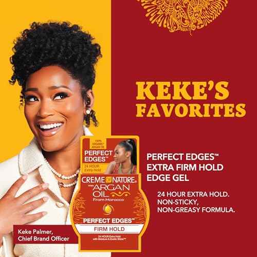 Creme of Nature with Argan Oil From Morocco Perfect Edges Hair Gel, 24 Hour Hold with Moisture and Exotic Shine, Extra Firm Hold, 2.25 Oz (Pack of 1)