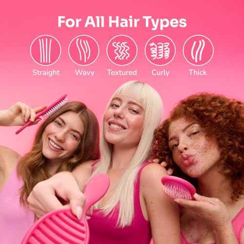 Wet Brush Detangling Brush, Original Detangler (Pink & Purple, 2 Pack), Wet & Dry Tangle-Free Hair Brush for Women & Men, No Tangle, Soft and Flexible Bristles for Straight, Curly and Thick Hair