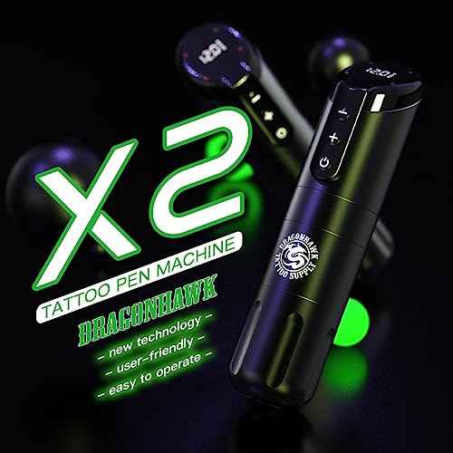 Dragonhawk Tattoo Gun Kit Wireless Beginner Tattoo Kit Complete Tattoo Machine Kit Big Screen Battery Power Supply