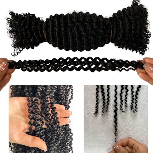 Springy Afro Twist Human Pre Separated Bulk Hair Extensions Mini Kinky Curly Twist With Extensions Crochet Braids Bundles Marley Twists Braiding Hair for Women 18 Inch 100g