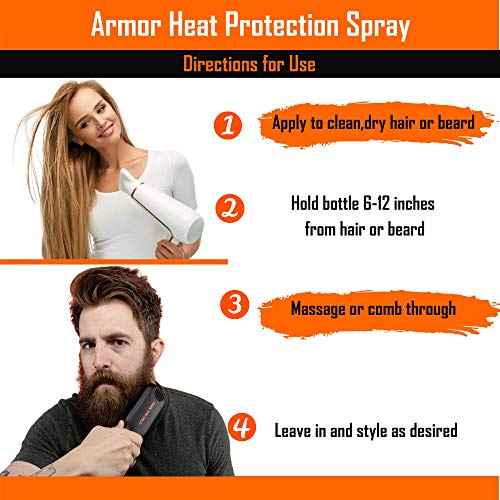 Tame the Wild Beard Straightener with Heat Protectant - Argan Oil, Keratin & Aloe Fortified Spray for Men's Hair & Beard - Large 8.5 Fl Oz Bottle