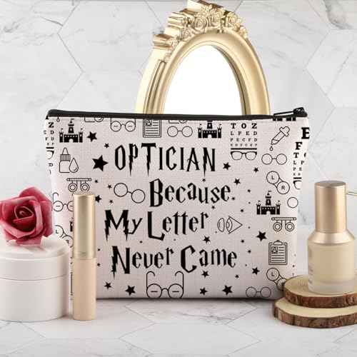 PLITI Optometrist Gift Optician Gift Ophthalmologist Gift Optician Because My Letter Never Came Makeup Bag For Eye Doctor (optician letter bag)