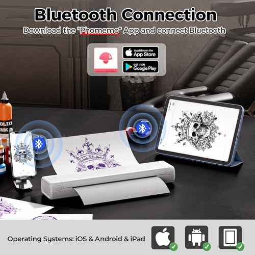 Zoolion Bluetooth Tattoo Stencil Printer, Tattoo Printer for Skin, M08F Tattoo Printer Copier with 10Pcs Transfer Paper, Thermal Printer Tattoo Support Phone&Tablet&PC, Stencil Machine for Tattooing