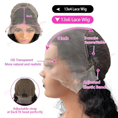 Deep Wave Lace Front Wigs Human Hair 13x6 HD Lace Front Wigs Pre Plucked With Baby Hair 180% Density Curly Wigs for Black Women Natural Color 24 Inch