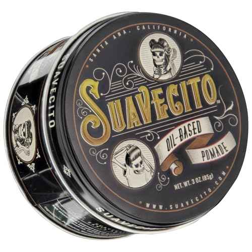 Suavecito Oil Based Pomade 3 oz Tin Can - Original Scent Hair Styling Long Lasting Hold, Healthy High Shine, For All Hair Types - Smooth Slickback To Pompadour Rockabilly Style Grease